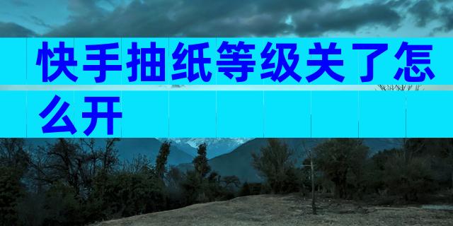 快手抽纸等级关了怎么开