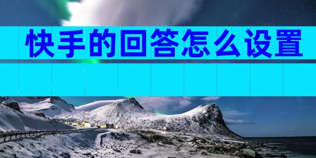 快手的回答怎么设置