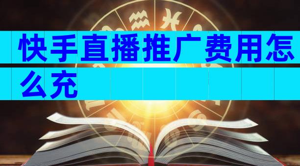 快手直播推广费用怎么充