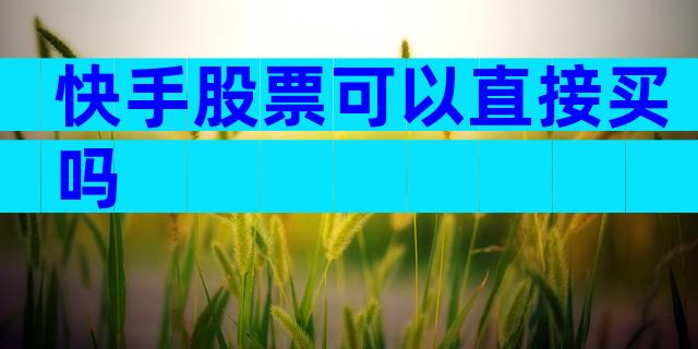 快手股票可以直接买吗
