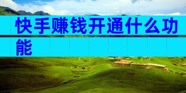 快手赚钱开通什么功能