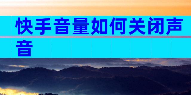 快手音量如何关闭声音