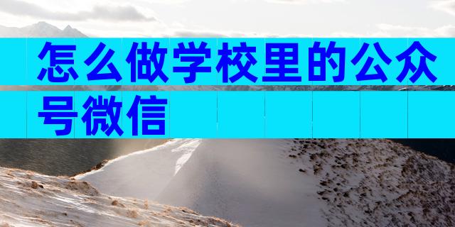 怎么做学校里的公众号微信