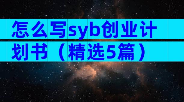 怎么写syb创业计划书（精选5篇）