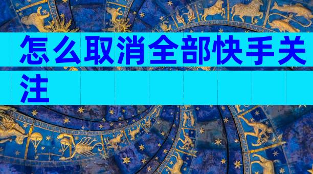 怎么取消全部快手关注