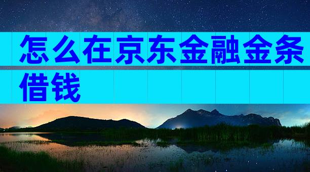 怎么在京东金融金条借钱