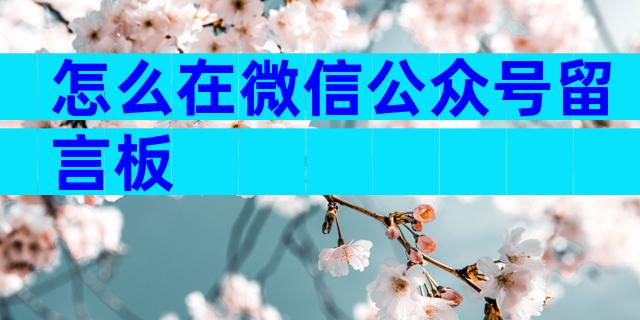 怎么在微信公众号留言板