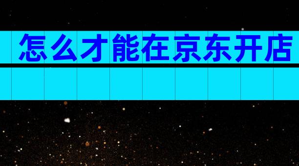 怎么才能在京东开店