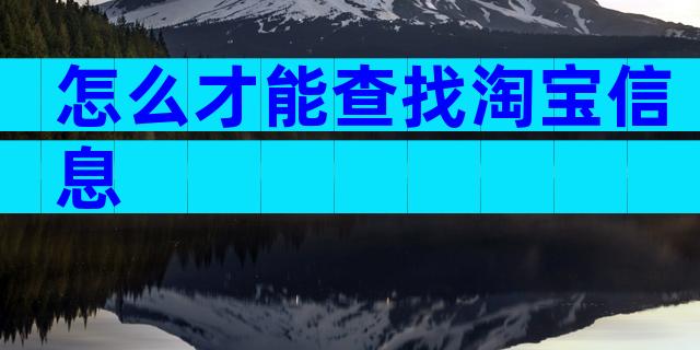 怎么才能查找淘宝信息