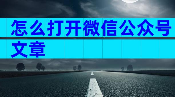 怎么打开微信公众号文章