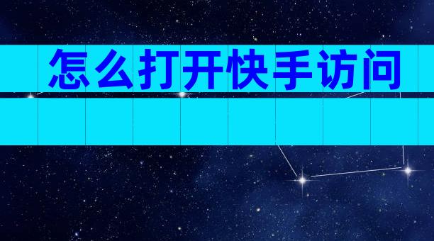 怎么打开快手访问