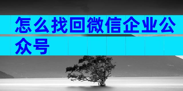 怎么找回微信企业公众号