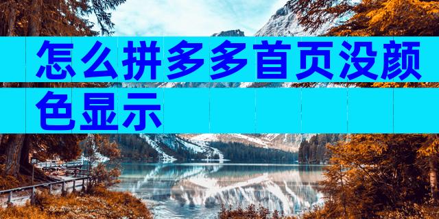 怎么拼多多首页没颜色显示