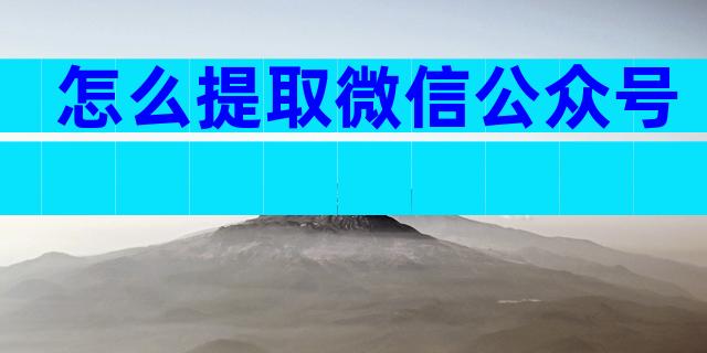怎么提取微信公众号