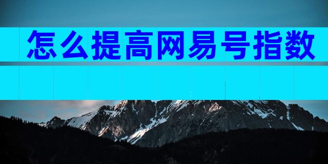 怎么提高网易号指数