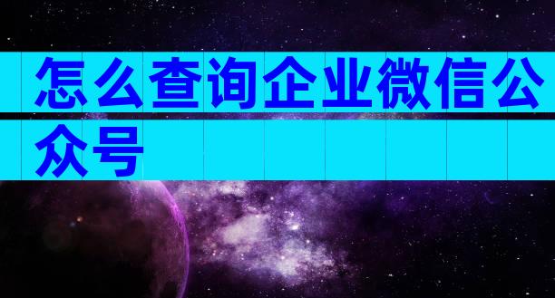 怎么查询企业微信公众号