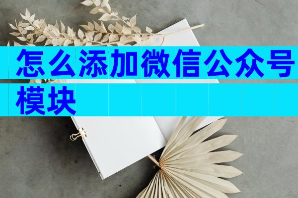 怎么添加微信公众号模块