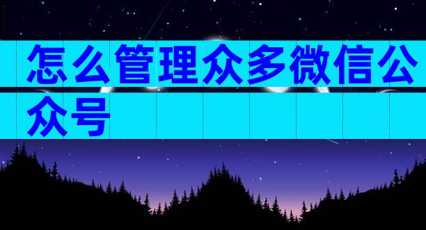 怎么管理众多微信公众号
