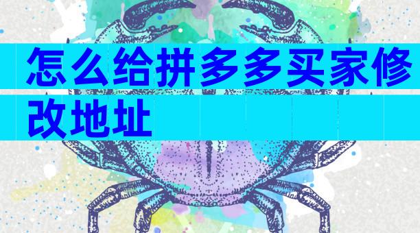 怎么给拼多多买家修改地址