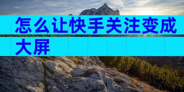 怎么让快手关注变成大屏