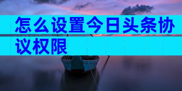 怎么设置今日头条协议权限