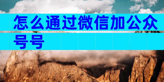 怎么通过微信加公众号号