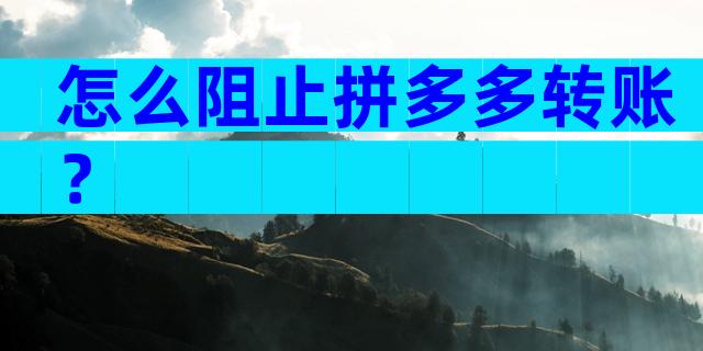 怎么阻止拼多多转账？