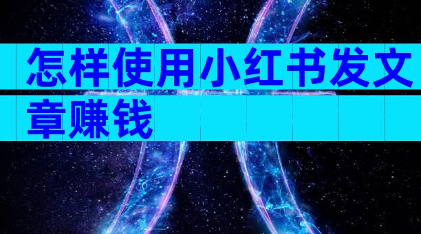 怎样使用小红书发文章赚钱
