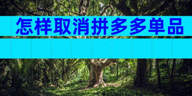 怎样取消拼多多单品
