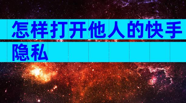 怎样打开他人的快手隐私
