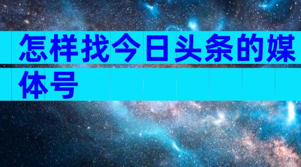 怎样找今日头条的媒体号