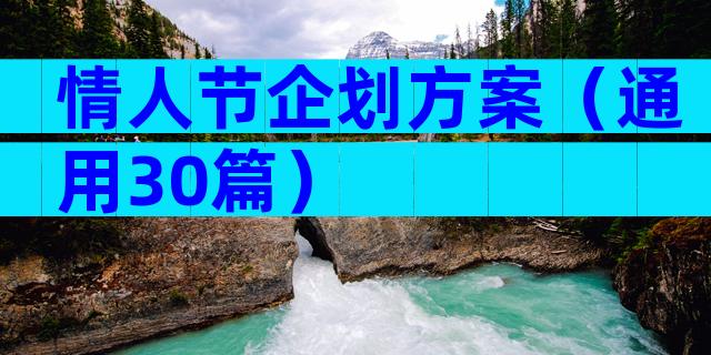 情人节企划方案（通用30篇）
