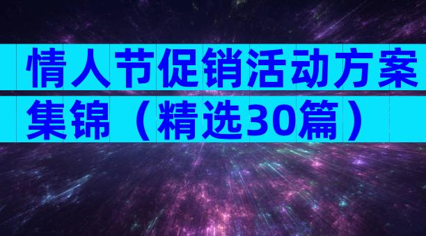 情人节促销活动方案集锦（精选30篇）