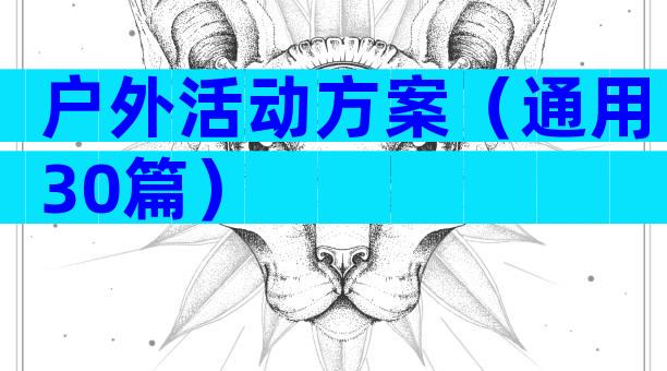 户外活动方案（通用30篇）