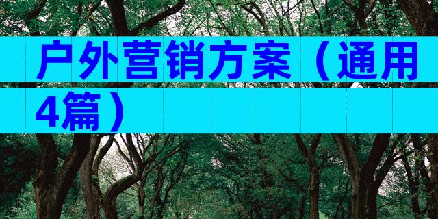 户外营销方案（通用4篇）