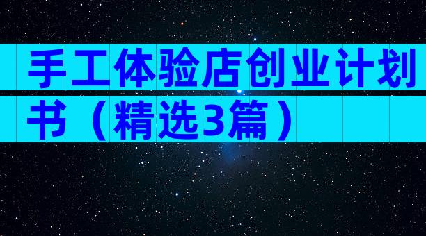 手工体验店创业计划书（精选3篇）