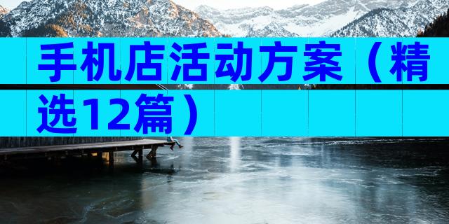 手机店活动方案（精选12篇）