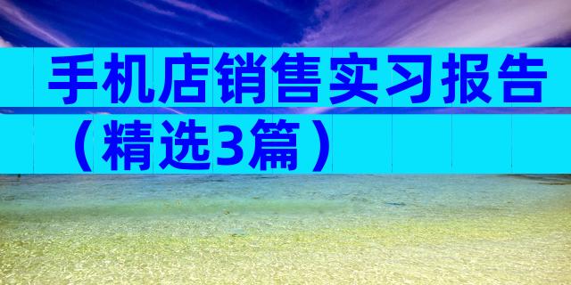 手机店销售实习报告（精选3篇）