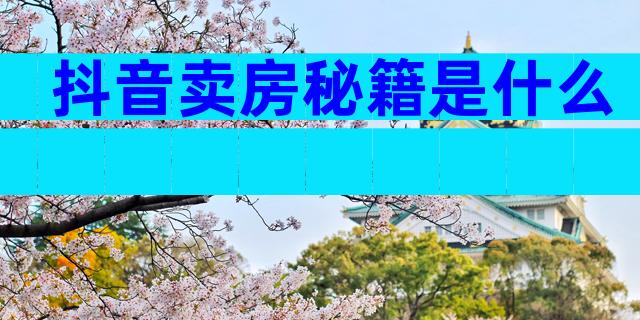 抖音卖房秘籍是什么