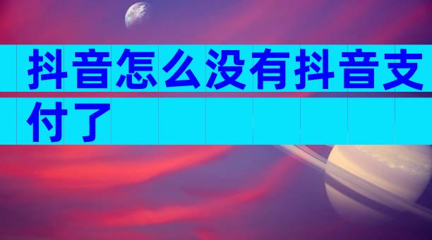 抖音怎么没有抖音支付了