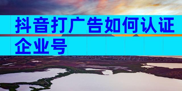抖音打广告如何认证企业号