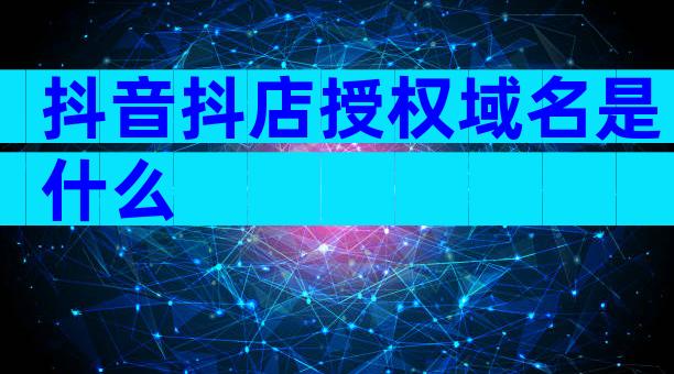 抖音抖店授权域名是什么