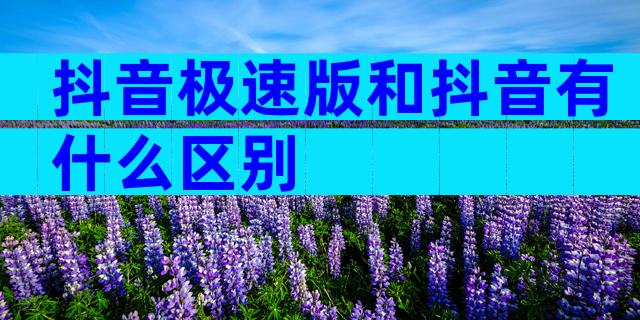 抖音极速版和抖音有什么区别