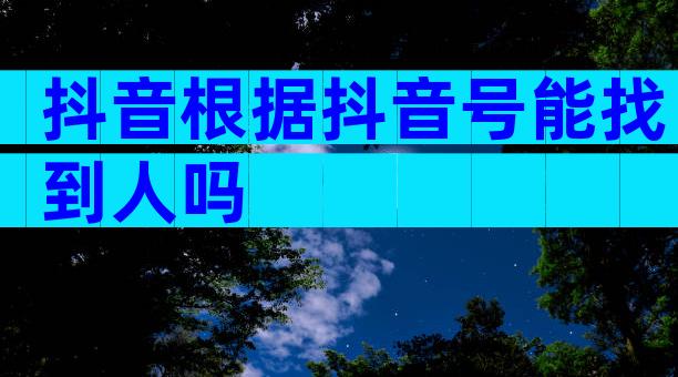 抖音根据抖音号能找到人吗