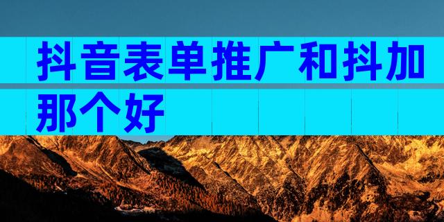 抖音表单推广和抖加那个好