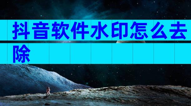 抖音软件水印怎么去除