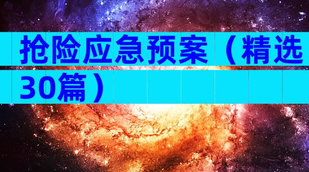 抢险应急预案（精选30篇）