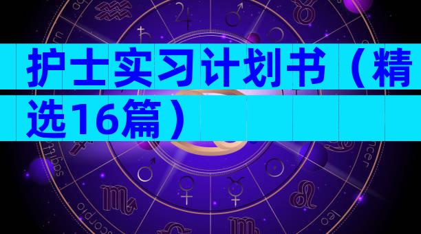 护士实习计划书（精选16篇）