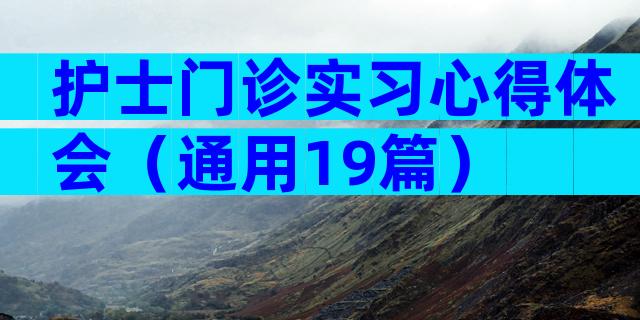护士门诊实习心得体会（通用19篇）