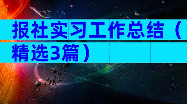 报社实习工作总结（精选3篇）